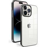 noktaks - Apple iPhone 14 Pro Uyumlu Kılıf Arkası Şeffaf Kenarları Renkli Sert Sun Kapak - T25212 - Siyah
