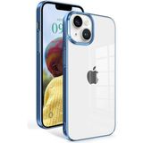 noktaks - Apple iPhone 14 Uyumlu Kılıf Arkası Şeffaf Kenarları Renkli Sert Sun Kapak - T25211 - Açık Mavi