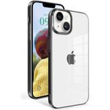 noktaks - Apple iPhone 14 Uyumlu Kılıf Arkası Şeffaf Kenarları Renkli Sert Sun Kapak - T25211 - Siyah