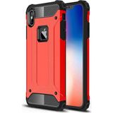 noktaks - Apple iPhone X - Kılıf Çift Katman Zırh Tank Crash Military Kapak - Kırmızı - T2456