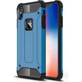 noktaks - Apple iPhone X - Kılıf Çift Katman Zırh Tank Crash Military Kapak - Mavi - T2456