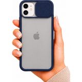 Noktaks iPhone 12 Mini Uyumlu Kılıf Sürgülü Kamera Korumalı Mat Lensi Telefon Kılıfı - Lacivert