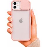 Noktaks iPhone 12 Mini Uyumlu Kılıf Sürgülü Kamera Korumalı Mat Lensi Telefon Kılıfı - Pembe Açık