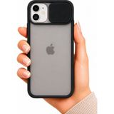 Noktaks iPhone 12 Mini Uyumlu Kılıf Sürgülü Kamera Korumalı Mat Lensi Telefon Kılıfı - Siyah