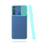 Noktaks - Realme Uyumlu Realme 5i - Kılıf Slayt Sürgülü Arkası Buzlu Lensi Kapak - Turkuaz T15450 Turkuaz