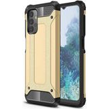 noktaks - Samsung Galaxy A32 4G - Kılıf Çift Katman Zırh Tank Crash Military Kapak - Gold - T17037