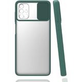 noktaks - Samsung Galaxy A51 - Kılıf Slayt Sürgülü Arkası Buzlu Lensi Kapak - Koyu Yeşil - T17184
