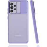 noktaks - Samsung Galaxy A52 - Kılıf Slayt Sürgülü Arkası Buzlu Lensi Kapak - Lila - T16919
