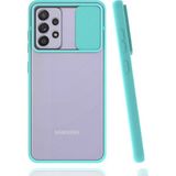 noktaks - Samsung Galaxy A52 - Kılıf Slayt Sürgülü Arkası Buzlu Lensi Kapak - Turkuaz - T16919