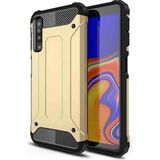 noktaks - Samsung Galaxy A7 2018 - Kılıf Çift Katman Zırh Tank Crash Military Kapak - Gold - T6266