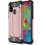 noktaks - Samsung Galaxy M21 - Kılıf Çift Katman Zırh Tank Crash Military Kapak - Rose Gold - T14580