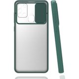 noktaks - Samsung Galaxy M31 - Kılıf Slayt Sürgülü Arkası Buzlu Lensi Kapak - Koyu Yeşil - T15442