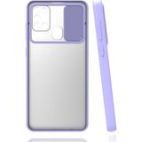 noktaks - Samsung Galaxy M31 - Kılıf Slayt Sürgülü Arkası Buzlu Lensi Kapak - Lila - T15442