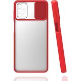 noktaks - Samsung Galaxy M31S - Kılıf Slayt Sürgülü Arkası Buzlu Lensi Kapak - Kırmızı - T15443