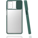 noktaks - Samsung Galaxy M31S - Kılıf Slayt Sürgülü Arkası Buzlu Lensi Kapak - Koyu Yeşil - T15443