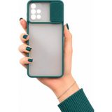 Noktaks Samsung Galaxy M31S Uyumlu Kılıf Sürgülü Kamera Korumalı Mat Lensi Telefon Kılıfı - Koyu Yeşil