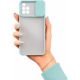 Noktaks Samsung Galaxy M31S Uyumlu Kılıf Sürgülü Kamera Korumalı Mat Lensi Telefon Kılıfı - Turkuaz
