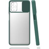 noktaks - Samsung Galaxy M51 - Kılıf Slayt Sürgülü Arkası Buzlu Lensi Kapak - Koyu Yeşil - T15444