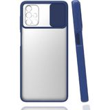 noktaks - Samsung Galaxy M51 - Kılıf Slayt Sürgülü Arkası Buzlu Lensi Kapak - Lacivert - T15444