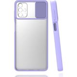 noktaks - Samsung Galaxy M51 - Kılıf Slayt Sürgülü Arkası Buzlu Lensi Kapak - Lila - T15444