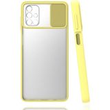 noktaks - Samsung Galaxy M51 - Kılıf Slayt Sürgülü Arkası Buzlu Lensi Kapak - Sarı - T15444