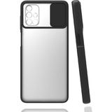 noktaks - Samsung Galaxy M51 - Kılıf Slayt Sürgülü Arkası Buzlu Lensi Kapak - Siyah - T15444