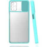 noktaks - Samsung Galaxy M51 - Kılıf Slayt Sürgülü Arkası Buzlu Lensi Kapak - Turkuaz - T15444