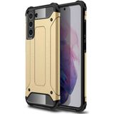 noktaks - Samsung Galaxy S21 FE - Kılıf Çift Katman Zırh Tank Crash Military Kapak - Gold - T17178