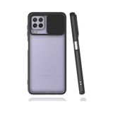 Noktaks - Samsung Galaxy Uyumlu M32 - Kılıf Slayt Sürgülü Arkası Buzlu Lensi Kapak - Siyah