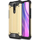 noktaks - Xiaomi Redmi 9 - Kılıf Çift Katman Zırh Tank Crash Military Kapak - Gold - T14204