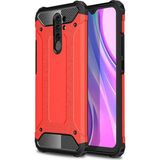noktaks - Xiaomi Redmi 9 - Kılıf Çift Katman Zırh Tank Crash Military Kapak - Kırmızı - T14204