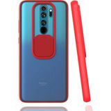 Noktaks Xiaomi Redmi Note 8 Pro Uyumlu Kılıf Sürgülü Kamera Korumalı Mat Lensi Telefon Kılıfı - Kırmızı