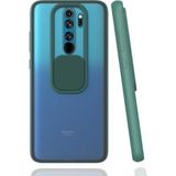 Noktaks Xiaomi Redmi Note 8 Pro Uyumlu Kılıf Sürgülü Kamera Korumalı Mat Lensi Telefon Kılıfı - Koyu Yeşil