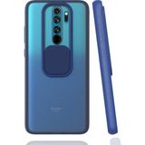 Noktaks Xiaomi Redmi Note 8 Pro Uyumlu Kılıf Sürgülü Kamera Korumalı Mat Lensi Telefon Kılıfı - Lacivert