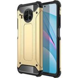 noktaks - Xiaomi Redmi Note 9 Pro 5G - Kılıf Çift Katman Zırh Tank Crash Military Kapak - Gold - T16181