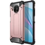 noktaks - Xiaomi Redmi Note 9 Pro 5G - Kılıf Çift Katman Zırh Tank Crash Military Kapak - Rose Gold - T16181