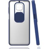 Noktaks Xiaomi Redmi Note 9 Pro Uyumlu Kılıf Sürgülü Kamera Korumalı Mat Lensi Telefon Kılıfı - Lacivert
