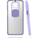 Noktaks Xiaomi Redmi Note 9 Pro Uyumlu Kılıf Sürgülü Kamera Korumalı Mat Lensi Telefon Kılıfı - Lila