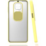 Noktaks Xiaomi Redmi Note 9 Pro Uyumlu Kılıf Sürgülü Kamera Korumalı Mat Lensi Telefon Kılıfı - Sarı