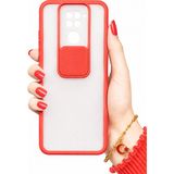 Noktaks Xiaomi Redmi Note 9 Uyumlu Kılıf Sürgülü Kamera Korumalı Mat Lensi Telefon Kılıfı - Kırmızı