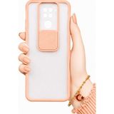 Noktaks Xiaomi Redmi Note 9 Uyumlu Kılıf Sürgülü Kamera Korumalı Mat Lensi Telefon Kılıfı - Pembe Açık