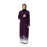 Noktalı Çiçek Desen Kruvaze Namaz Elbisesi –%100 Viskon, Yandan Bağlamalı, Rahat Kalıp 36-46 Beden (Mor, 2)