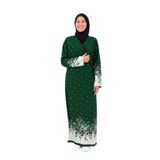 Noktalı Çiçek Desen Kruvaze Namaz Elbisesi –%100 Viskon, Yandan Bağlamalı, Rahat Kalıp 36-46 Beden (Yeşil, 1)