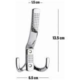 Noktalı Metal Vestiyer Askısı, Parlak Krom, Çift Askılı, Duvar Tipi, 13.5 x 6.5 cm, Elbise ve Havlu için