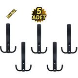 Noktalı Portmanto Vestiyer Askısı Metal Mat Siyah 5’Li
