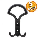 Noktalı Portmanto Vestiyer Duvar Askısı Metal Dolap Elbise Askılığı Siyah 5 Adet