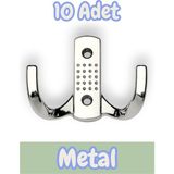 Noktalı Portmanto Vestiyer Duvar Dolap Elbise Askısı Krom Metal Mobilya Kapı Askılığı Askılık (10 Adet) - Krom Rengi