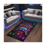 Nolane Kadife Oyuncu Odası Halısı Kaymaz Pamuk Tabanlı Yıkanabilir Antibakteriyel Gamer, Gaming Halısı 140X200 - 374-Yeşil