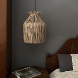 Noldecoration El Yapımı Naturel Kraft Kağıdı Orta Boy Modern Hasır Sarkıt Avize - Kum Beji