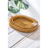 Nomad 3 Lü Oval Hasır Tepsi Seti - Krem